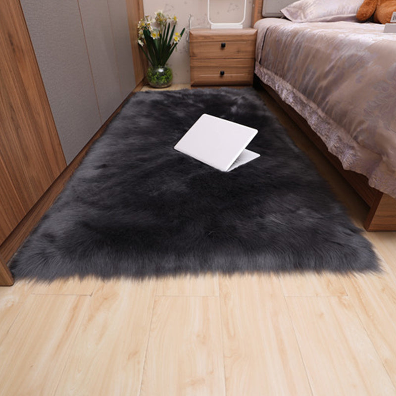 Multicolor Bedroom Rug Casual Plain Carpet Fluffy Non-Slip Backing Washable Pet Friendly Indoor Rug Dark Gray Clearhalo 'Area Rug' 'Casual' 'Rugs' Rug' 2070791