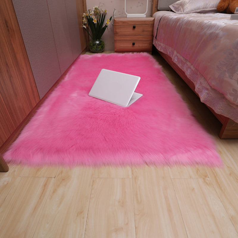 Multicolor Bedroom Rug Casual Plain Carpet Fluffy Non-Slip Backing Washable Pet Friendly Indoor Rug Dark Pink Clearhalo 'Area Rug' 'Casual' 'Rugs' Rug' 2070793