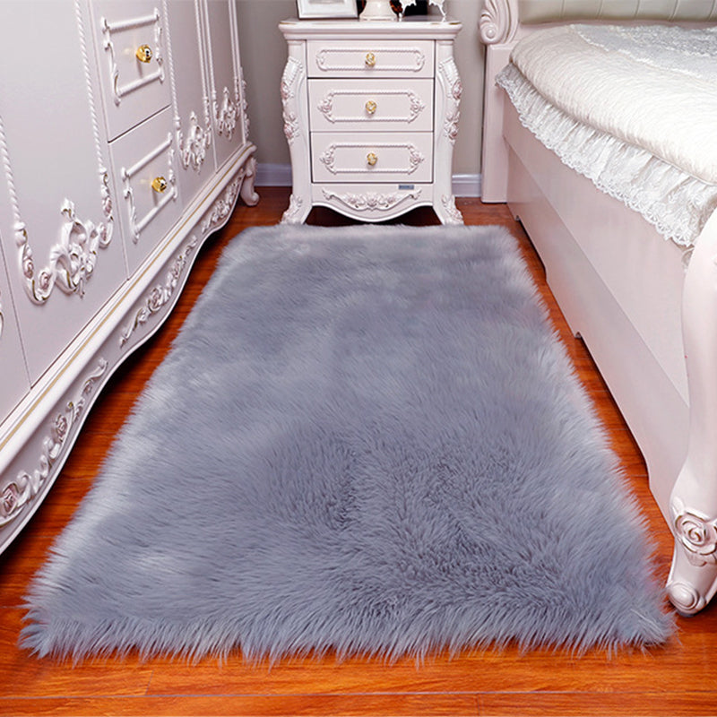 Scandinavian Bedroom Area Rug Multi-Color Plain Rug Faux Wool Washable Non-Slip Pet Friendly Rug Grey Clearhalo 'Area Rug' 'Casual' 'Rugs' Rug' 2070818