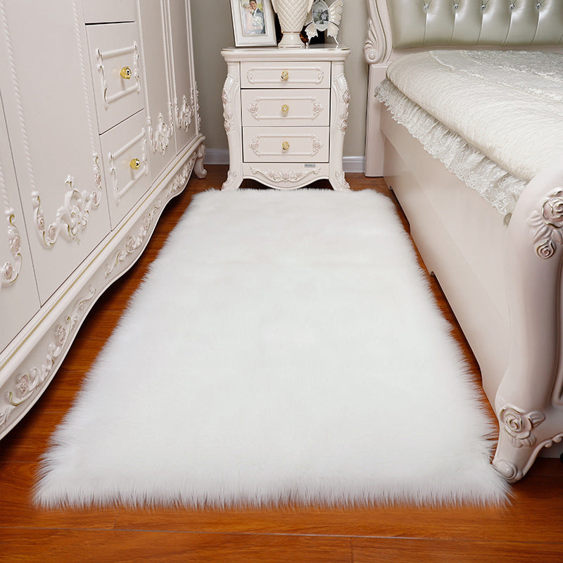 Cozy Plain Rug Faux Fleece Simplicity Carpet Washable Stain Resistant Non-Slip Rug for Girls Bedroom White Clearhalo 'Area Rug' 'Casual' 'Rugs' Rug' 2070823