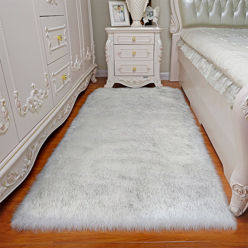 Cozy Plain Rug Faux Fleece Simplicity Carpet Washable Stain Resistant Non-Slip Rug for Girls Bedroom White-Gray Clearhalo 'Area Rug' 'Casual' 'Rugs' Rug' 2070830