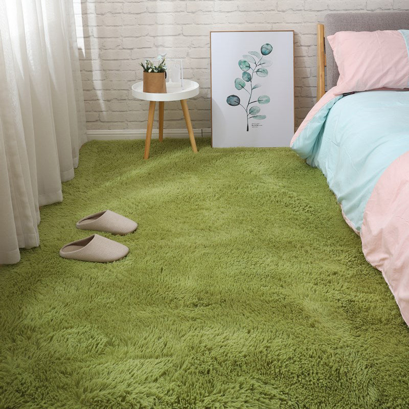 Soft Multi-Color Nordic Rug Faux Wool Plain Carpet Machine Wash Pet Friendly Rug for Bedroom Green Clearhalo 'Area Rug' 'Casual' 'Rugs' Rug' 2070834