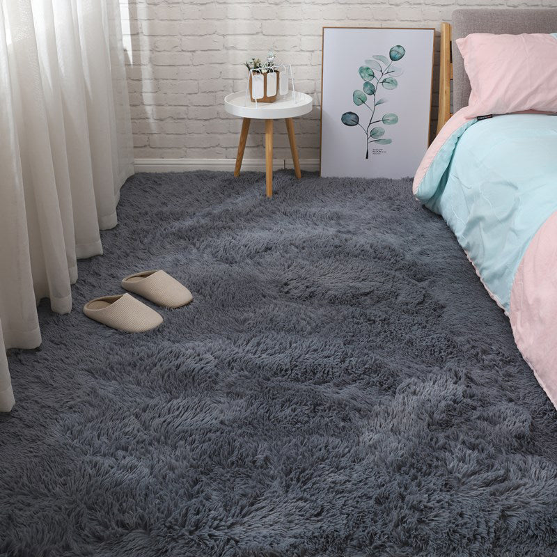Soft Multi-Color Nordic Rug Faux Wool Plain Carpet Machine Wash Pet Friendly Rug for Bedroom Grey Clearhalo 'Area Rug' 'Casual' 'Rugs' Rug' 2070836