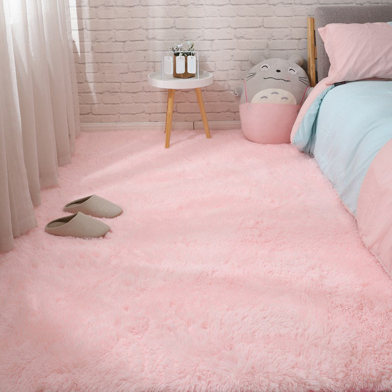 Soft Multi-Color Nordic Rug Faux Wool Plain Carpet Machine Wash Pet Friendly Rug for Bedroom Pink Clearhalo 'Area Rug' 'Casual' 'Rugs' Rug' 2070837