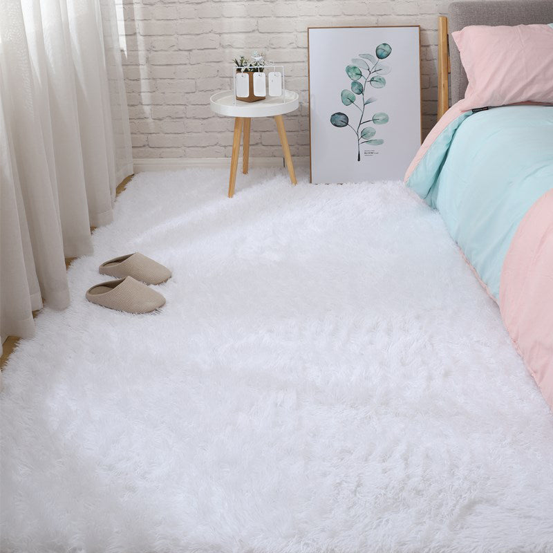 Soft Multi-Color Nordic Rug Faux Wool Plain Carpet Machine Wash Pet Friendly Rug for Bedroom White Clearhalo 'Area Rug' 'Casual' 'Rugs' Rug' 2070843