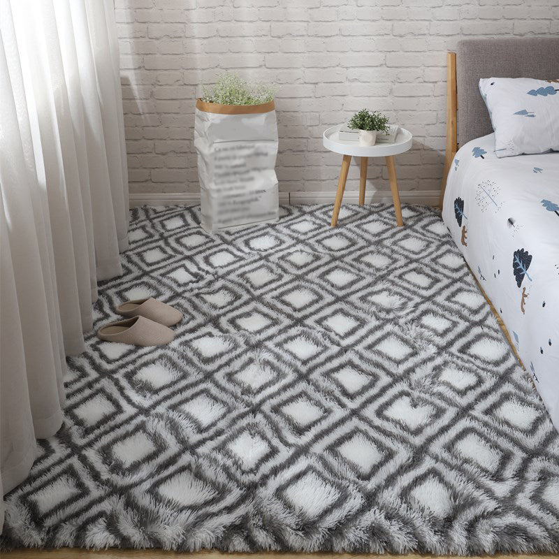 Soft Multi-Color Nordic Rug Faux Wool Plain Carpet Machine Wash Pet Friendly Rug for Bedroom White-Gray Clearhalo 'Area Rug' 'Casual' 'Rugs' Rug' 2070846