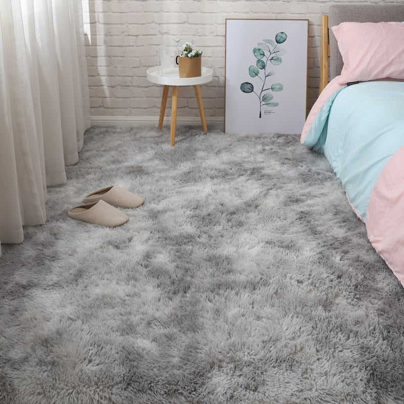 Soft Multi-Color Nordic Rug Faux Wool Plain Carpet Machine Wash Pet Friendly Rug for Bedroom Silver Gray Clearhalo 'Area Rug' 'Casual' 'Rugs' Rug' 2070849