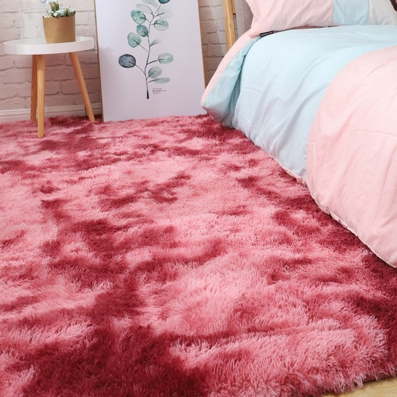 Soft Multi-Color Nordic Rug Faux Wool Plain Carpet Machine Wash Pet Friendly Rug for Bedroom Crimson Clearhalo 'Area Rug' 'Casual' 'Rugs' Rug' 2070850