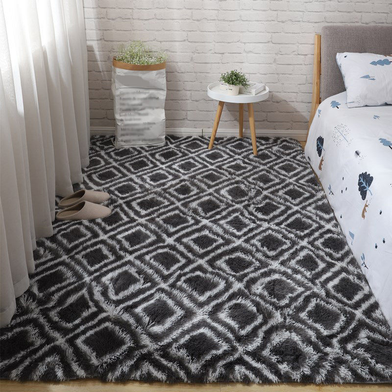 Soft Multi-Color Nordic Rug Faux Wool Plain Carpet Machine Wash Pet Friendly Rug for Bedroom Gray-White Clearhalo 'Area Rug' 'Casual' 'Rugs' Rug' 2070851