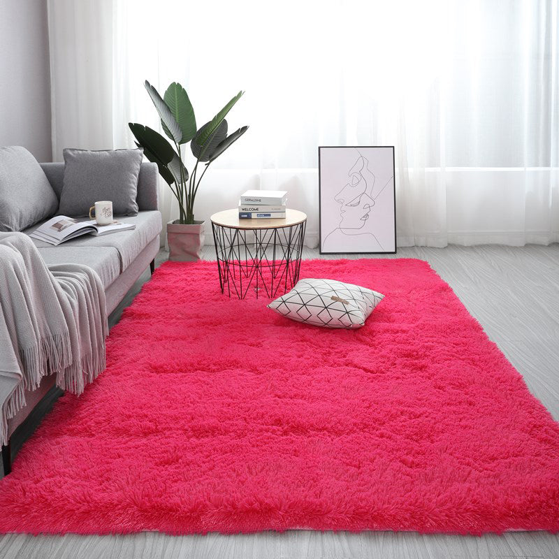 Soft Solid Rug Multi-Colored Minimalist Rug Fluffy Washable Pet Friendly Anti-Slip Backing Carpet for Home Rose Red Clearhalo 'Area Rug' 'Casual' 'Rugs' Rug' 2070878