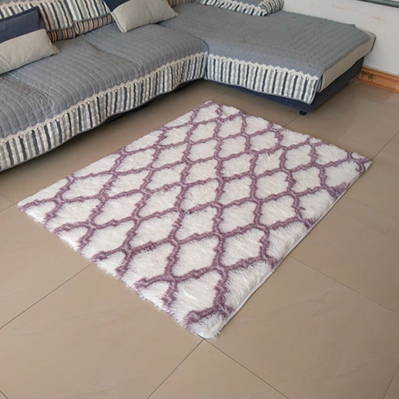 Unique Quatrefoil Patterned Rug Multi Color Modern Carpet Faux Fur Anti-Slip Backing Pet Friendly Machine Washable Rug for Room Gray-Purple Clearhalo 'Area Rug' 'Casual' 'Rugs' Rug' 2070905
