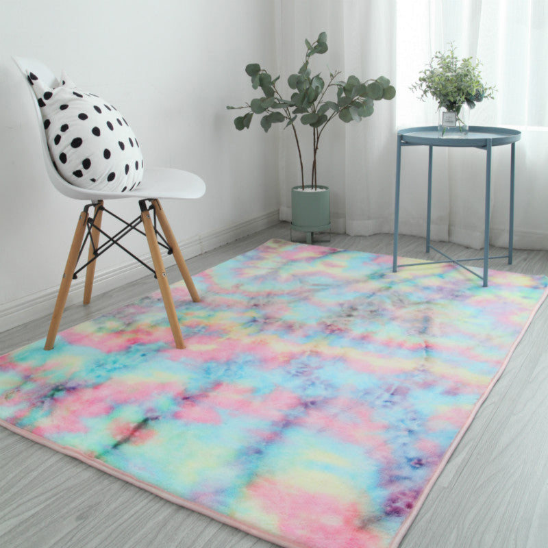 Chic Space Dye Rug Multi Colored Casual Rug Faux Wool Anti-Slip Pet Friendly Machine Washable Carpet for Living Room Blue-Pink Clearhalo 'Area Rug' 'Casual' 'Rugs' Rug' 2070922