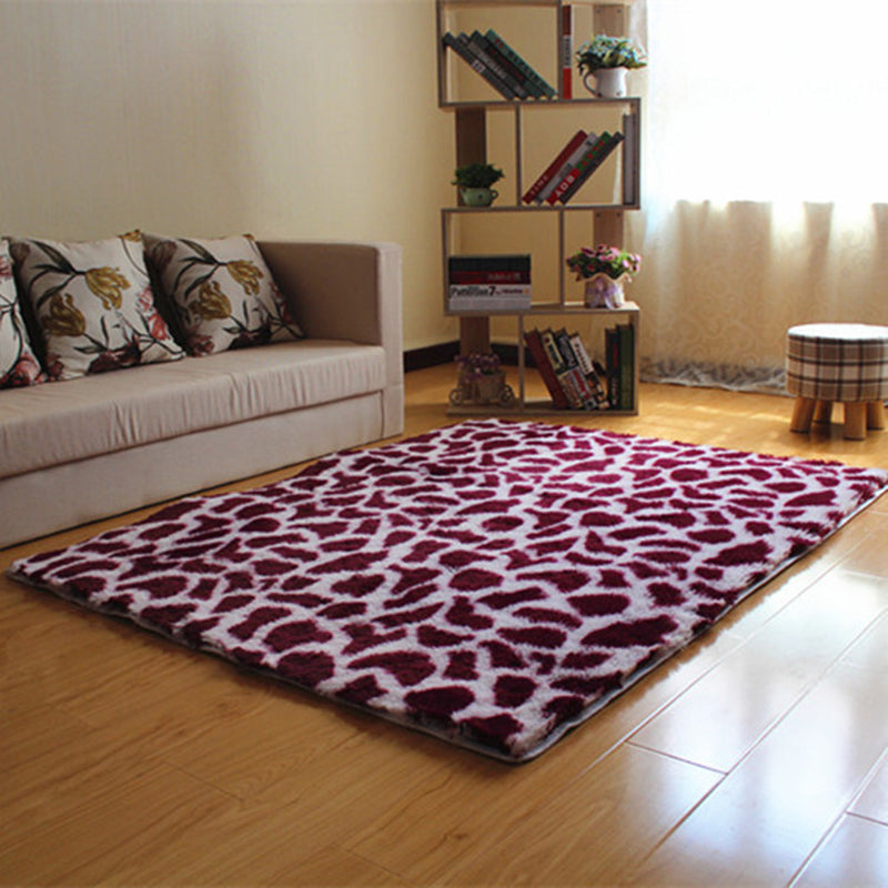 Stylish Leopard Print Rug Multicolor Comfort Rug Fluffy Stain Resistant Washable Anti-Slip Carpet for Home Burgundy-White Clearhalo 'Area Rug' 'Casual' 'Rugs' Rug' 2070948