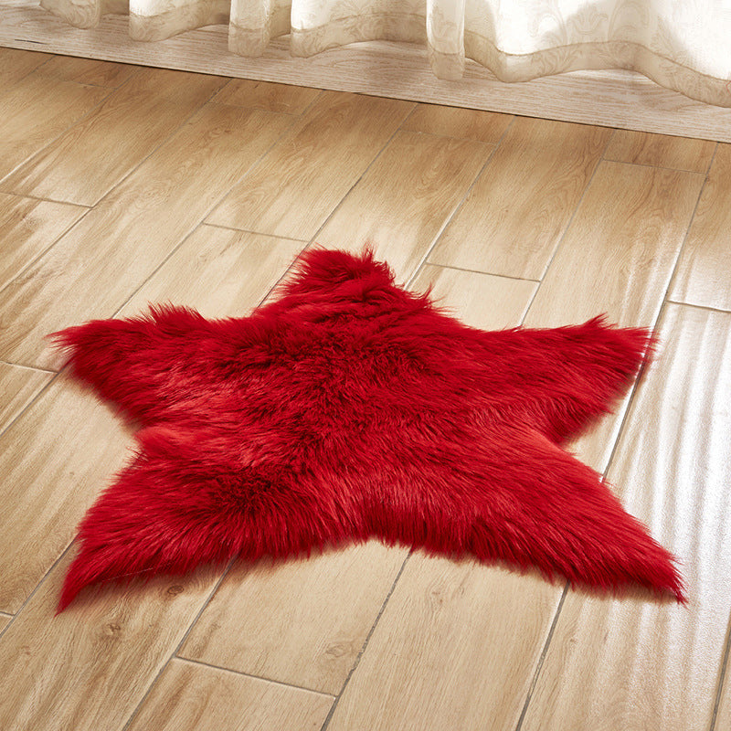 Star Shaped Plain Rug Multi Color Modern Carpet Faux Wool Pet Friendly Machine Washable Anti-Slip Backing Rug for Room Red 2' x 2' Clearhalo 'Area Rug' 'Casual' 'Rugs' Rug' 2070951