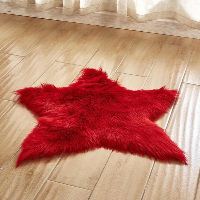 Star Shaped Plain Rug Multi Color Modern Carpet Faux Wool Pet Friendly Machine Washable Anti-Slip Backing Rug for Room Red 2' x 2' Clearhalo 'Area Rug' 'Casual' 'Rugs' Rug' 2070951