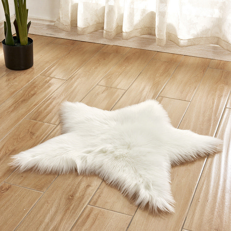 Star Shaped Plain Rug Multi Color Modern Carpet Faux Wool Pet Friendly Machine Washable Anti-Slip Backing Rug for Room White 2' x 2' Clearhalo 'Area Rug' 'Casual' 'Rugs' Rug' 2070952