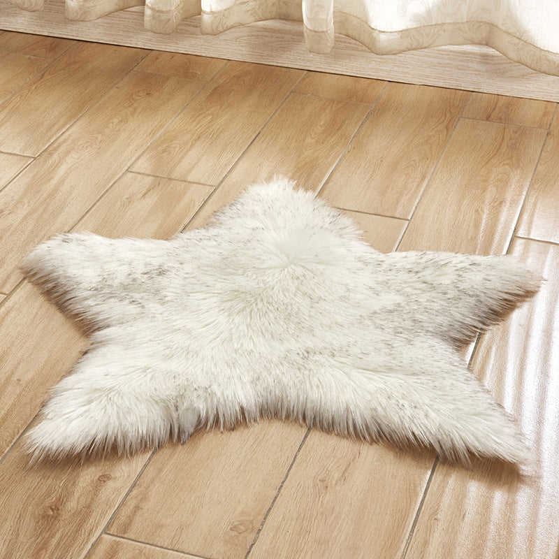 Star Shaped Plain Rug Multi Color Modern Carpet Faux Wool Pet Friendly Machine Washable Anti-Slip Backing Rug for Room White-Black 2' x 2' Clearhalo 'Area Rug' 'Casual' 'Rugs' Rug' 2070959