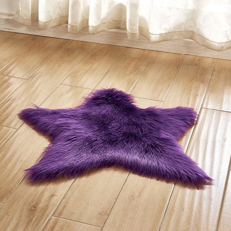 Star Shaped Plain Rug Multi Color Modern Carpet Faux Wool Pet Friendly Machine Washable Anti-Slip Backing Rug for Room Purple 2' x 2' Clearhalo 'Area Rug' 'Casual' 'Rugs' Rug' 2070963