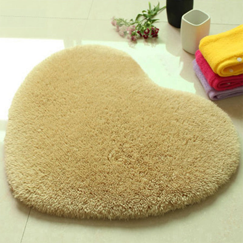 Heart-Shape Plain Rug Multi Colored Simple Area Rug Shag Washable Stain Resistant Carpet for Bedroom Light Camel Clearhalo 'Area Rug' 'Casual' 'Rugs' Rug' 2070967