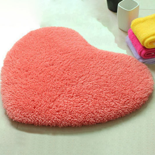 Heart-Shape Plain Rug Multi Colored Simple Area Rug Shag Washable Stain Resistant Carpet for Bedroom Watermelon Red Clearhalo 'Area Rug' 'Casual' 'Rugs' Rug' 2070970