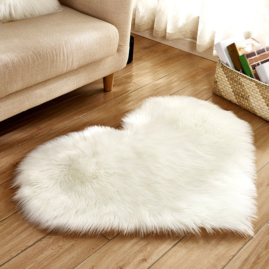 Multicolor Modernist Rug Faux Fleece Plain Love-Shaped Rug Washable Stain Resistant Pet-Friendly Carpet for Living Room White 12" x 1'4" Clearhalo 'Area Rug' 'Casual' 'Rugs' Rug' 2070972