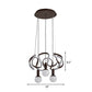 Globe Chandelier Light Modern Opal Glass 3 Lights Coffee Hanging Light with Abstract Acrylic Decoration Clearhalo 'Ceiling Lights' 'Chandeliers' 'Modern Chandeliers' 'Modern' Lighting' 207371