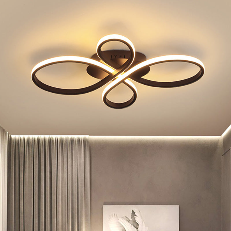 Acrylic Flower-Shaped Flush Mount Modernist 23.5"/31.5"/39" Wide Led White/Coffee Flush Ceiling Light Fixture in White/Warm Light Clearhalo 'Ceiling Lights' 'Close To Ceiling Lights' 'Close to ceiling' 'Flush mount' Lighting' 207413