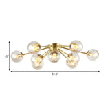 Spherical Clear Glass Semi Flush Lamp Modern Multi Lights Brass Semi Flush Mount Light Fixture with Starburst Design Clearhalo 'Ceiling Lights' 'Close To Ceiling Lights' 'Close to ceiling' 'Glass shade' 'Glass' 'Pendant Lights' 'Semi-flushmount' Lighting' 207613