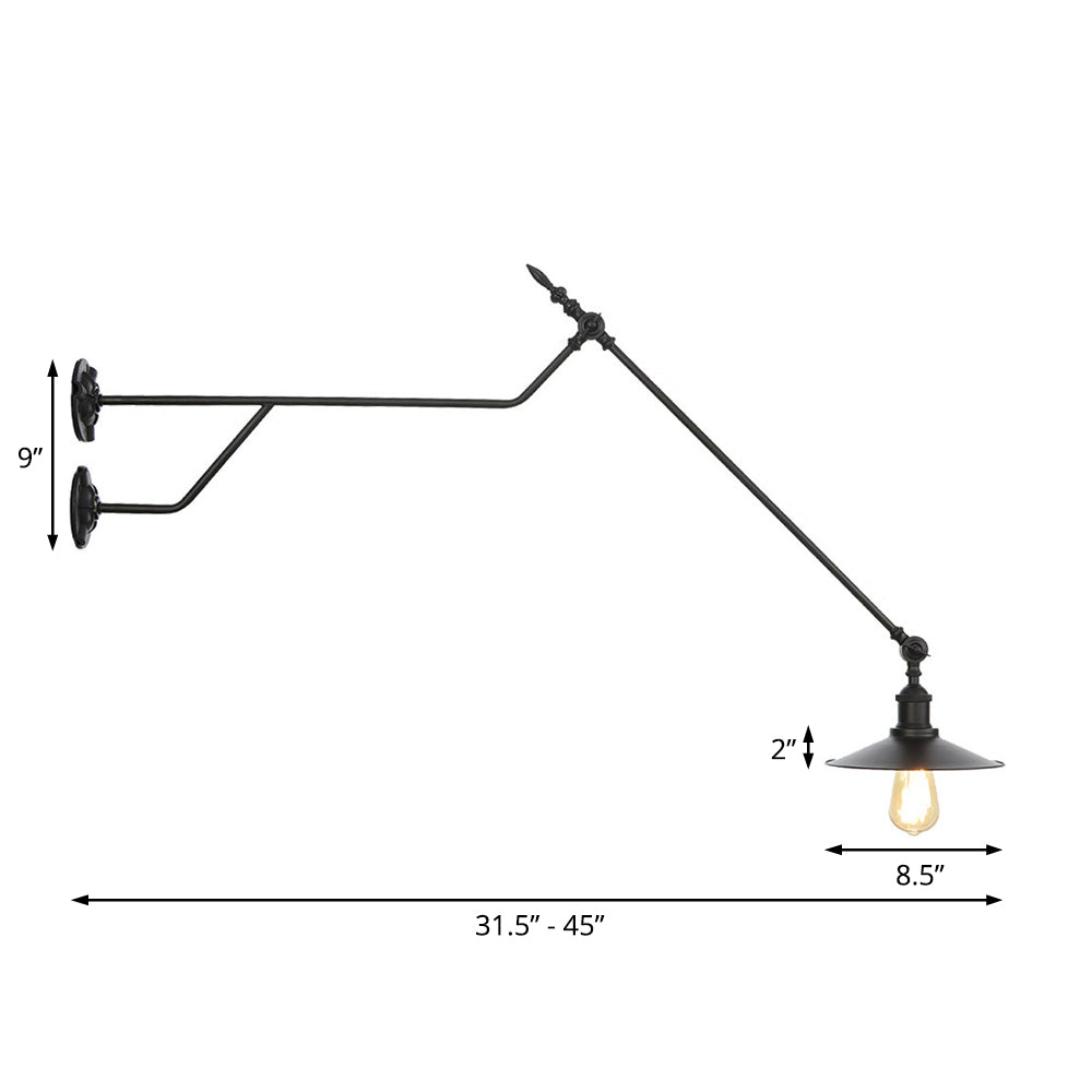 Metal Black/Red/White Sconce Light Cone Shade 1-Light Industrial Wall Mounted Light for Living Room Clearhalo 'Industrial wall lights' 'Industrial' 'Middle century wall lights' 'Tiffany' 'Wall Lamps & Sconces' 'Wall Lights' Lighting' 207616
