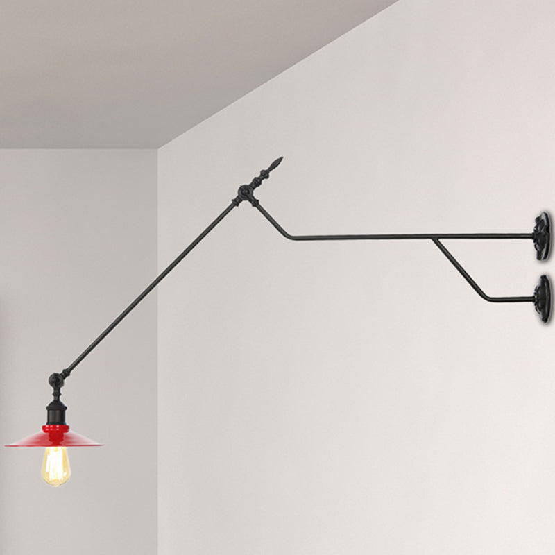 Metal Black/Red/White Sconce Light Cone Shade 1-Light Industrial Wall Mounted Light for Living Room Red Clearhalo 'Industrial wall lights' 'Industrial' 'Middle century wall lights' 'Tiffany' 'Wall Lamps & Sconces' 'Wall Lights' Lighting' 207617