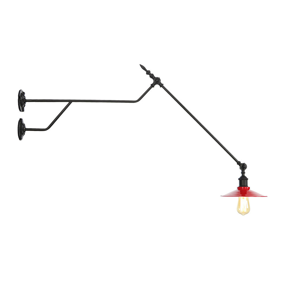 Metal Black/Red/White Sconce Light Cone Shade 1-Light Industrial Wall Mounted Light for Living Room Clearhalo 'Industrial wall lights' 'Industrial' 'Middle century wall lights' 'Tiffany' 'Wall Lamps & Sconces' 'Wall Lights' Lighting' 207618