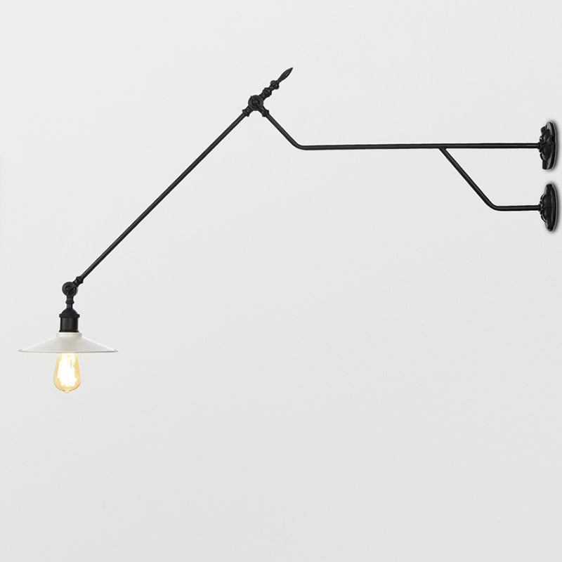 Metal Black/Red/White Sconce Light Cone Shade 1-Light Industrial Wall Mounted Light for Living Room White Clearhalo 'Industrial wall lights' 'Industrial' 'Middle century wall lights' 'Tiffany' 'Wall Lamps & Sconces' 'Wall Lights' Lighting' 207619