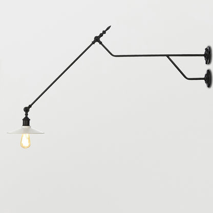 Metal Black/Red/White Sconce Light Cone Shade 1-Light Industrial Wall Mounted Light for Living Room White Clearhalo 'Industrial wall lights' 'Industrial' 'Middle century wall lights' 'Tiffany' 'Wall Lamps & Sconces' 'Wall Lights' Lighting' 207619