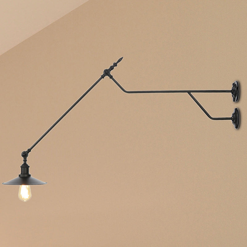 Metal Black/Red/White Sconce Light Cone Shade 1-Light Industrial Wall Mounted Light for Living Room Clearhalo 'Industrial wall lights' 'Industrial' 'Middle century wall lights' 'Tiffany' 'Wall Lamps & Sconces' 'Wall Lights' Lighting' 207620