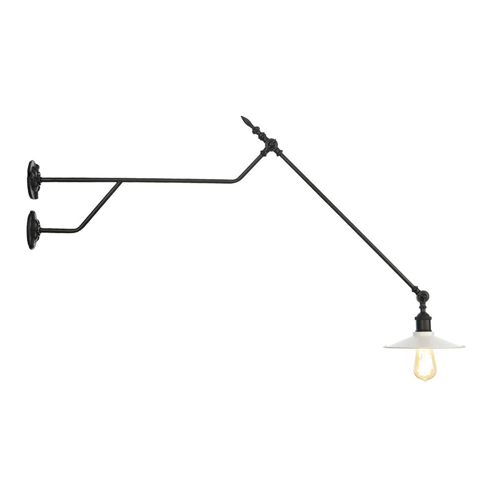 Metal Black/Red/White Sconce Light Cone Shade 1-Light Industrial Wall Mounted Light for Living Room Clearhalo 'Industrial wall lights' 'Industrial' 'Middle century wall lights' 'Tiffany' 'Wall Lamps & Sconces' 'Wall Lights' Lighting' 207621