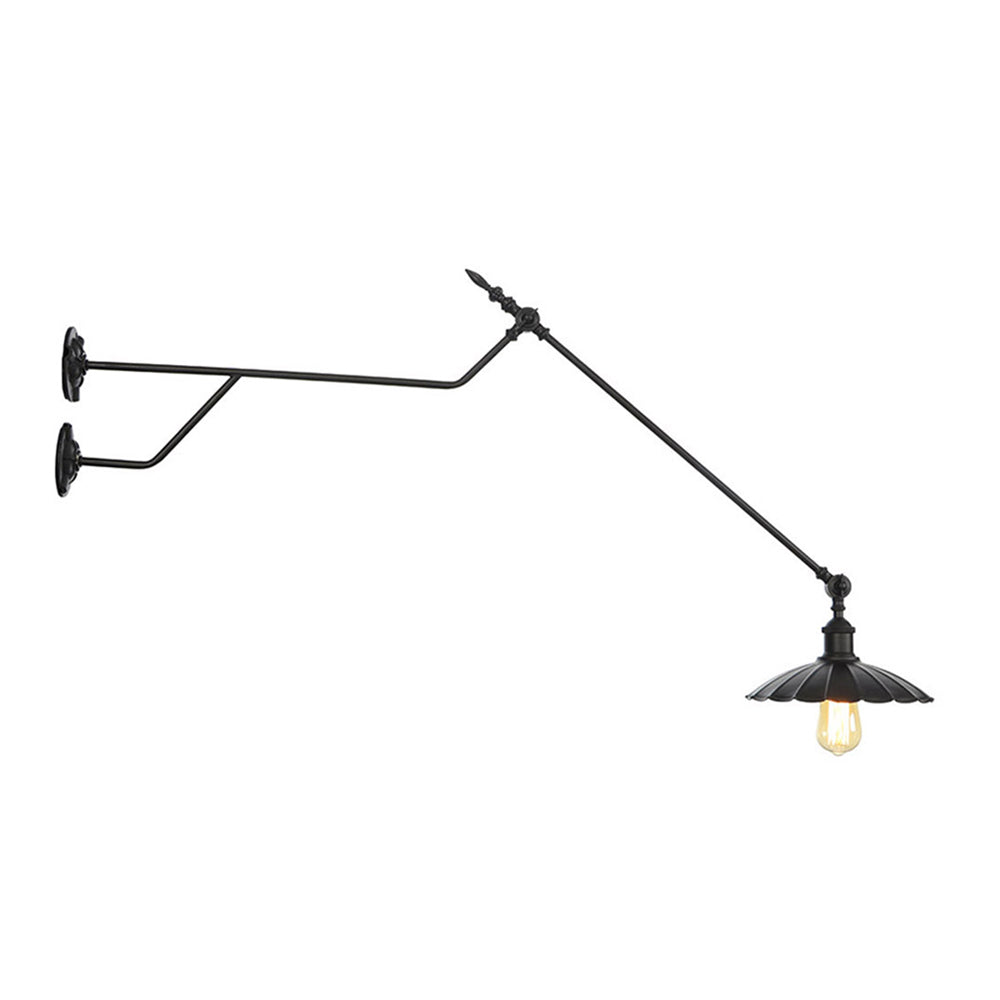 Metal Matte Black Sconce Lamp Barn/Saucer 1-Light Industrial Wall Mounted Lighting for Indoor Clearhalo 'Art deco wall lights' 'Cast Iron' 'Glass' 'Industrial wall lights' 'Industrial' 'Middle century wall lights' 'Modern' 'Rustic wall lights' 'Tiffany' 'Traditional wall lights' 'Wall Lamps & Sconces' 'Wall Lights' Lighting' 207626