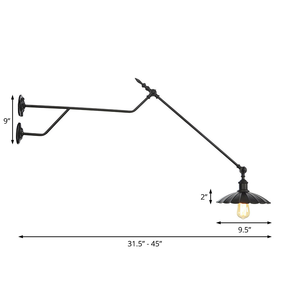 Metal Matte Black Sconce Lamp Barn/Saucer 1-Light Industrial Wall Mounted Lighting for Indoor Clearhalo 'Art deco wall lights' 'Cast Iron' 'Glass' 'Industrial wall lights' 'Industrial' 'Middle century wall lights' 'Modern' 'Rustic wall lights' 'Tiffany' 'Traditional wall lights' 'Wall Lamps & Sconces' 'Wall Lights' Lighting' 207627