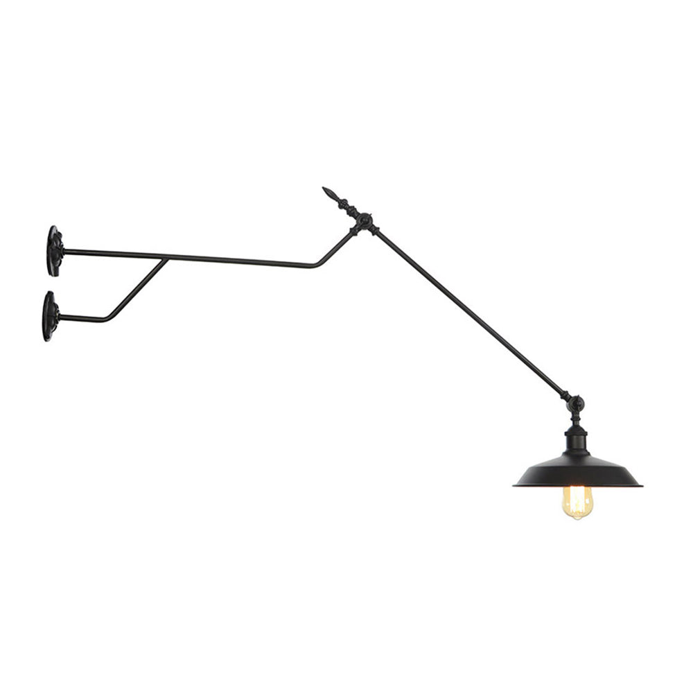 Metal Matte Black Sconce Lamp Barn/Saucer 1-Light Industrial Wall Mounted Lighting for Indoor Clearhalo 'Art deco wall lights' 'Cast Iron' 'Glass' 'Industrial wall lights' 'Industrial' 'Middle century wall lights' 'Modern' 'Rustic wall lights' 'Tiffany' 'Traditional wall lights' 'Wall Lamps & Sconces' 'Wall Lights' Lighting' 207630