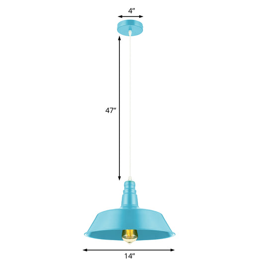 10/14 Inch Wide Barn Living Room Pendant Lighting Industrial Style Metal 1 Bulb Pink/Yellow Hanging Light with Adjustable Cord Clearhalo 'Art Deco Pendants' 'Cast Iron' 'Ceiling Lights' 'Ceramic' 'Crystal' 'Industrial Pendants' 'Industrial' 'Metal' 'Middle Century Pendants' 'Pendant Lights' 'Pendants' 'Tiffany' Lighting' 20780