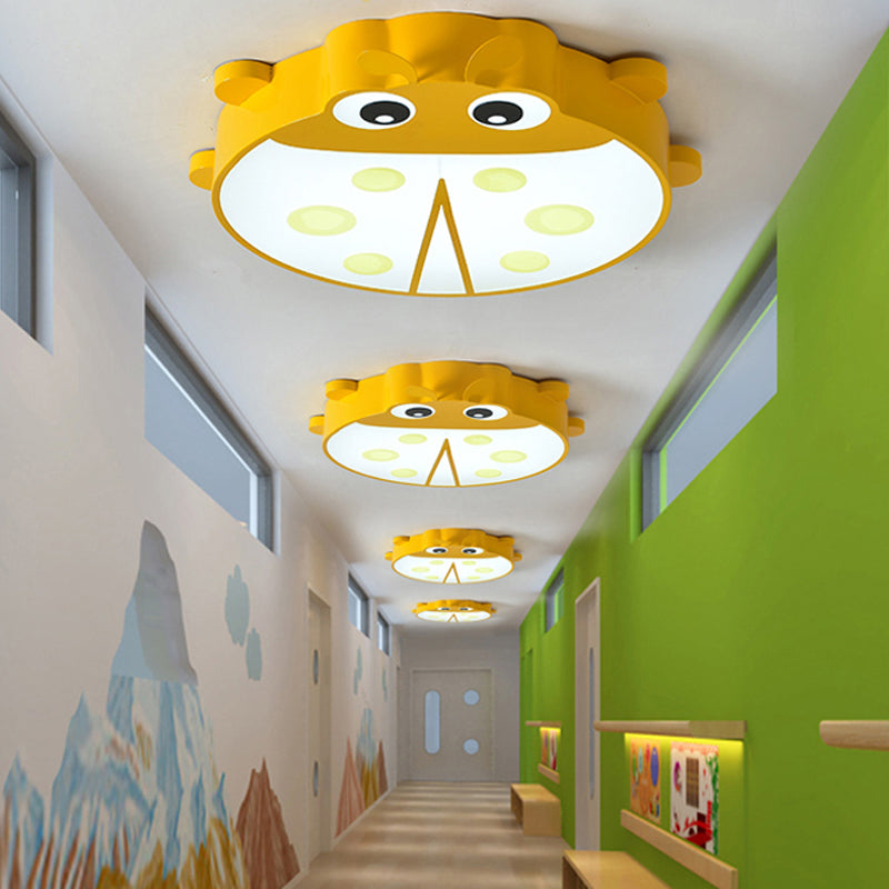 Cartoon Slim Ceiling Mount Light Ladybug Acrylic & Metal Ceiling Lamp for Baby Room Yellow Clearhalo 'Ceiling Lights' 'Close To Ceiling Lights' 'Close to ceiling' 'Flush mount' Lighting' 207811