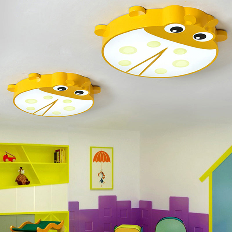 Cartoon Slim Ceiling Mount Light Ladybug Acrylic & Metal Ceiling Lamp for Baby Room Clearhalo 'Ceiling Lights' 'Close To Ceiling Lights' 'Close to ceiling' 'Flush mount' Lighting' 207812