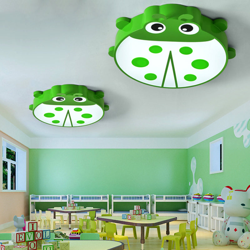 Cartoon Slim Ceiling Mount Light Ladybug Acrylic & Metal Ceiling Lamp for Baby Room Green Clearhalo 'Ceiling Lights' 'Close To Ceiling Lights' 'Close to ceiling' 'Flush mount' Lighting' 207814