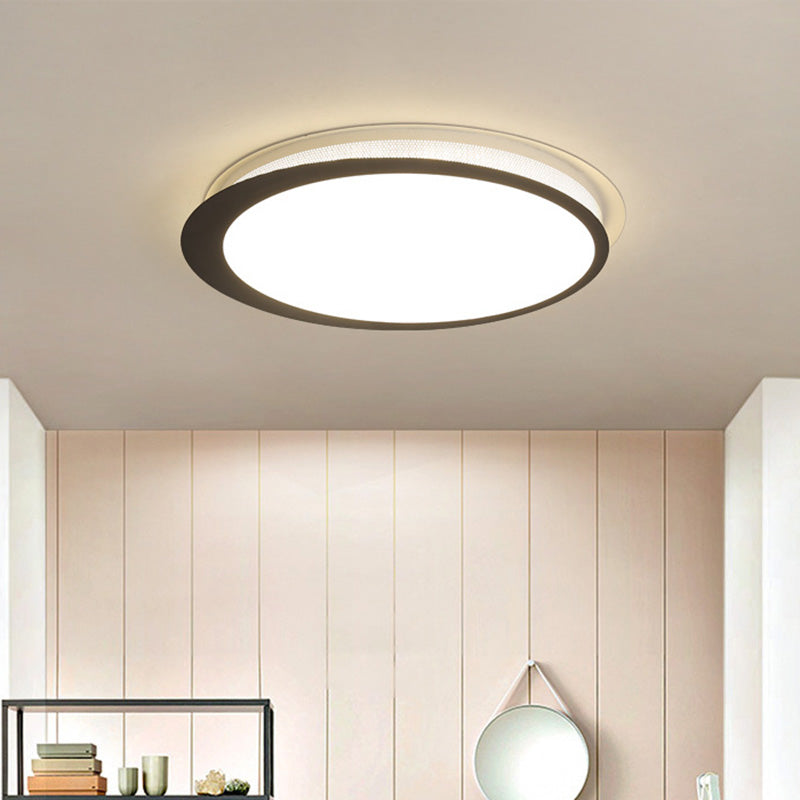 Circle Flush Light Fixture Contemporary Metal LED Ceiling Mount Lamp with Acrylic Diffuser in White/Warm Light Clearhalo 'Ceiling Lights' 'Close To Ceiling Lights' 'Close to ceiling' 'Flush mount' Lighting' 207823