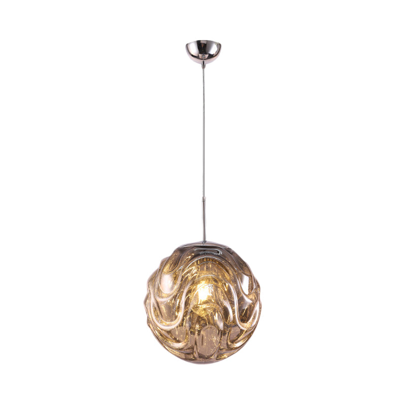 Contemporary 1 Light Pendant Light with Black/Silver/Blue Glass Shade Meringue Hanging Ceiling Light Clearhalo 'Ceiling Lights' 'Modern Pendants' 'Modern' 'Pendant Lights' 'Pendants' Lighting' 207877