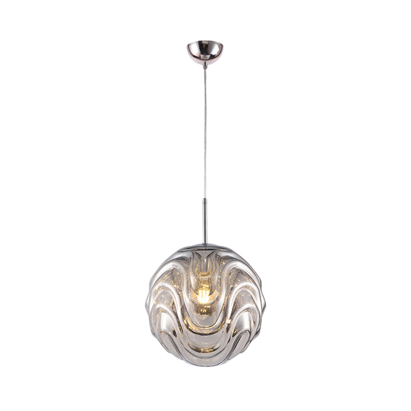 Contemporary 1 Light Pendant Light with Black/Silver/Blue Glass Shade Meringue Hanging Ceiling Light Clearhalo 'Ceiling Lights' 'Modern Pendants' 'Modern' 'Pendant Lights' 'Pendants' Lighting' 207883