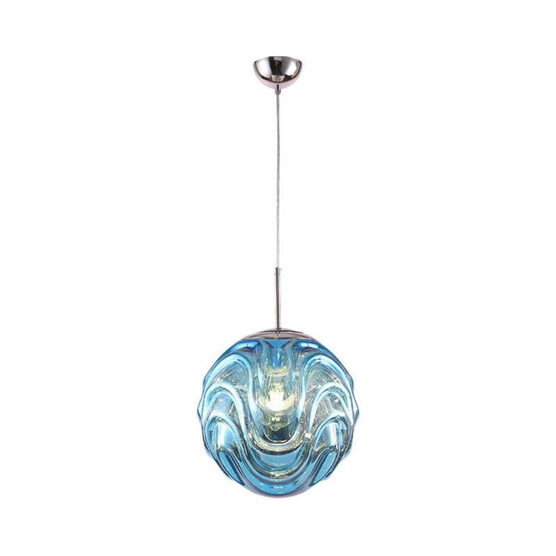 Contemporary 1 Light Pendant Light with Black/Silver/Blue Glass Shade Meringue Hanging Ceiling Light Clearhalo 'Ceiling Lights' 'Modern Pendants' 'Modern' 'Pendant Lights' 'Pendants' Lighting' 207886