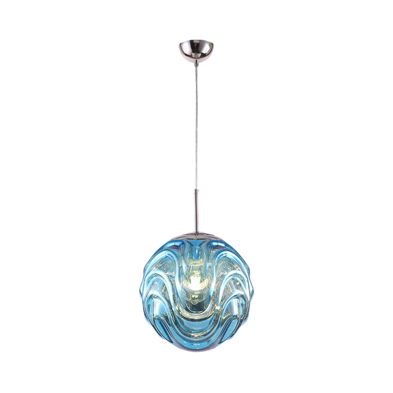 Contemporary 1 Light Pendant Light with Black/Silver/Blue Glass Shade Meringue Hanging Ceiling Light Clearhalo 'Ceiling Lights' 'Modern Pendants' 'Modern' 'Pendant Lights' 'Pendants' Lighting' 207886