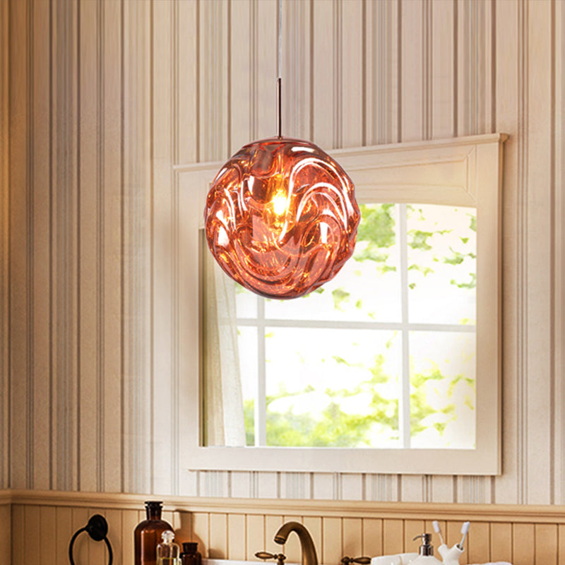 Contemporary 1 Light Pendant Light with Black/Silver/Blue Glass Shade Meringue Hanging Ceiling Light Rose Gold Clearhalo 'Ceiling Lights' 'Modern Pendants' 'Modern' 'Pendant Lights' 'Pendants' Lighting' 207890