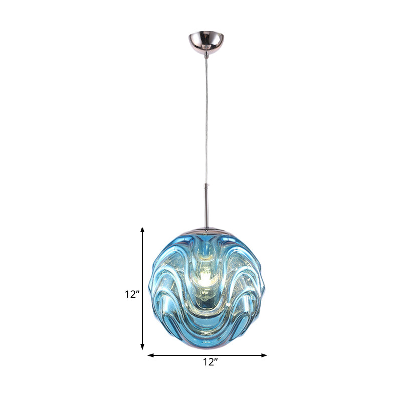 Contemporary 1 Light Pendant Light with Black/Silver/Blue Glass Shade Meringue Hanging Ceiling Light Clearhalo 'Ceiling Lights' 'Modern Pendants' 'Modern' 'Pendant Lights' 'Pendants' Lighting' 207893