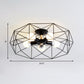 Caged Opal Glass Semi Mount Lighting Industrial 3/4/5 Bulb Living Room Ceiling Light in Black/White Clearhalo 'Ceiling Lights' 'Close To Ceiling Lights' 'Close to ceiling' 'Semi-flushmount' Lighting' 207934